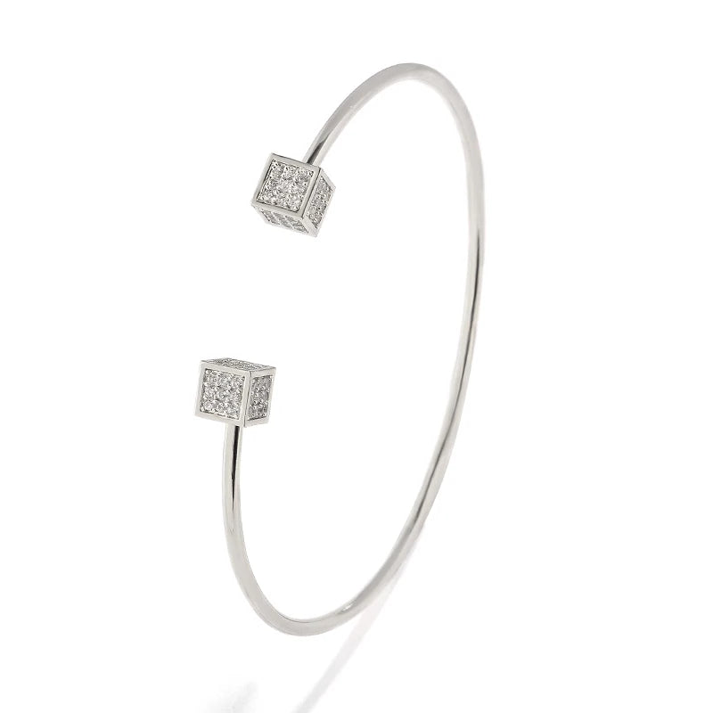 RAKOL BP2212 Fine Design Minimalist Colour Gemstone Zircon Dubai Bridal Adjustable Bangle Bracelets Jewellery Women