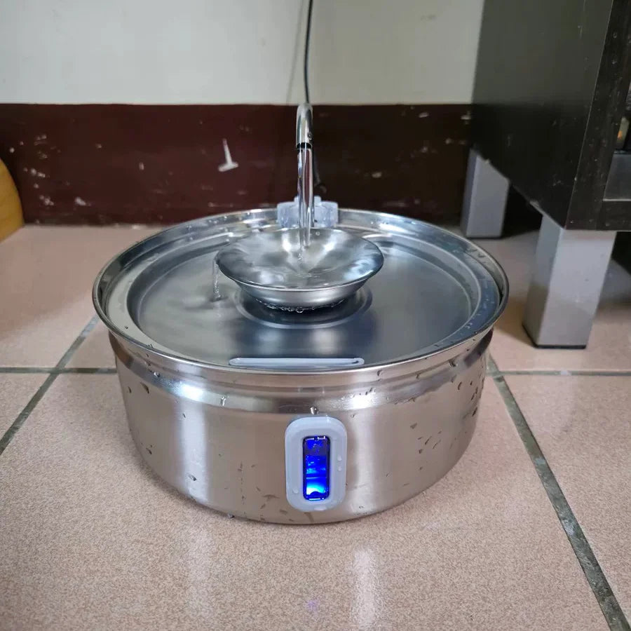Stainless Steel 304 Automatic Electric Pet Water Dispenser 3.2L Smart Device Filtering Cat Water Fountain