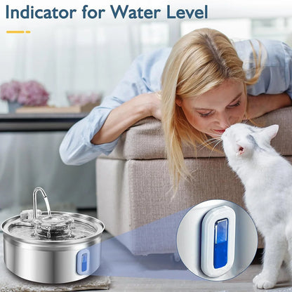 Stainless Steel 304 Automatic Electric Pet Water Dispenser 3.2L Smart Device Filtering Cat Water Fountain