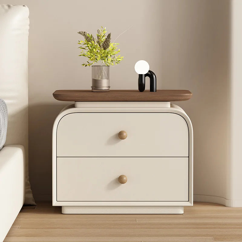 Modern Villa Italian-Designed Nightstand Wooden Bedroom Apartment Durable Storage Nightstand Furniture