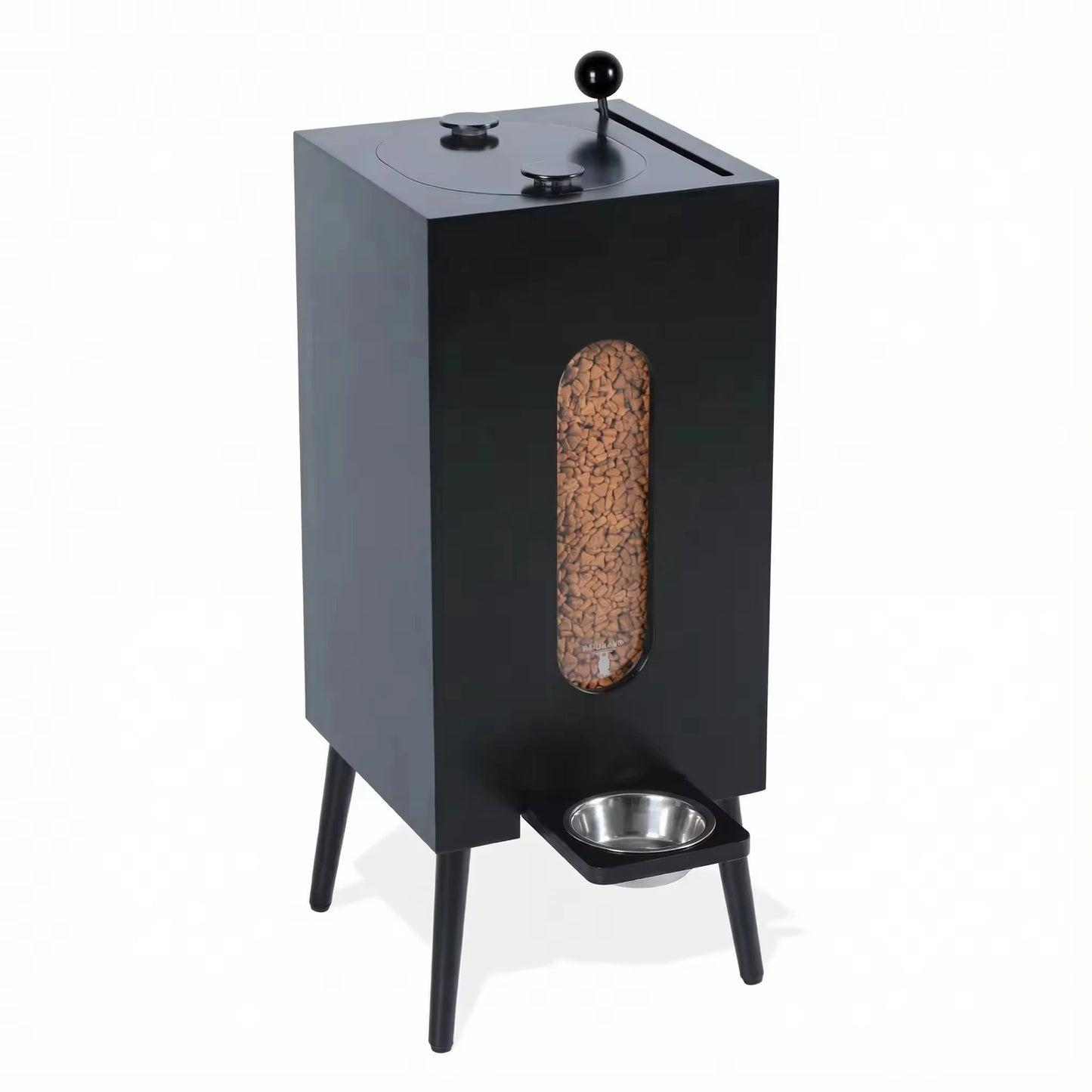 Wholesale Walnut-Wood Pet Feeder | Large Capacity Gravity Food Dispenser | Manual Portion Control for Cats & Dogs