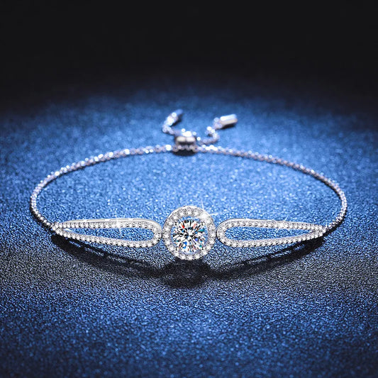 Personalized Rhodium Plated Moissanite Tennis Cuff Charm Women's Bracelet Fashion Luxury 925 Sterling Silver Jewellery Wholesale