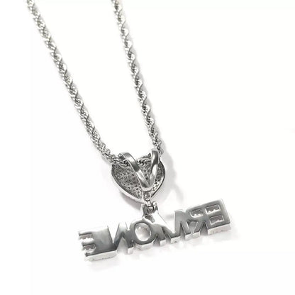 Custom Fashion Crown Hook Iced Out Mini Letter Necklace Personalized Zircon Nameplate Heart Pendant Jewellery for Women