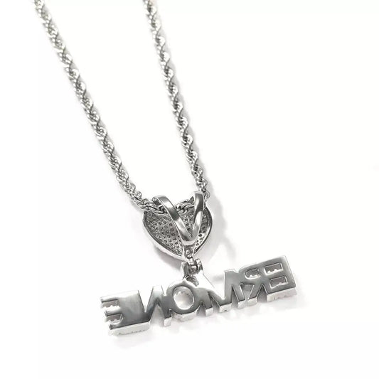 Custom Fashion Crown Hook Iced Out Mini Letter Necklace Personalized Zircon Nameplate Heart Pendant Jewellery for Women