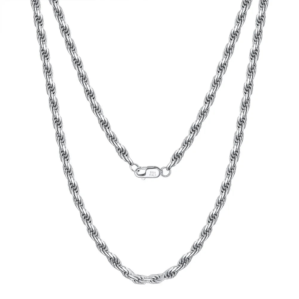 925 Sterling Silver Chain Necklace Thin Italy Link Figaro Snake Cable Rope Fine Jewellery Cadena De Plata 925 Roll Meters