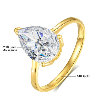 Luxury 14K Gold 2ct Cushion Cut Moissanite Diamond Engagement Ring 3Claws HollowFine Jewellery for Women's Party by Top Supplier