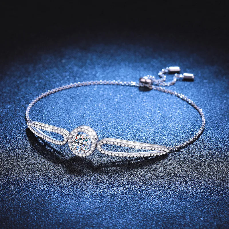 Personalized Rhodium Plated Moissanite Tennis Cuff Charm Women's Bracelet Fashion Luxury 925 Sterling Silver Jewellery Wholesale