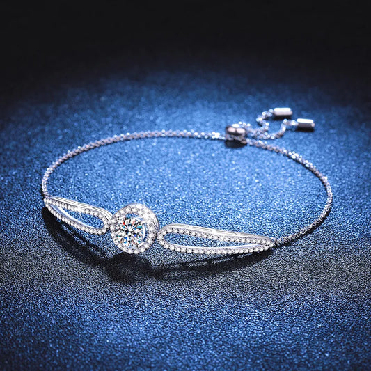 Personalized Rhodium Plated Moissanite Tennis Cuff Charm Women's Bracelet Fashion Luxury 925 Sterling Silver Jewellery Wholesale