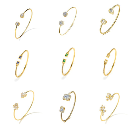 RAKOL BP2212 Fine Design Minimalist Colour Gemstone Zircon Dubai Bridal Adjustable Bangle Bracelets Jewellery Women