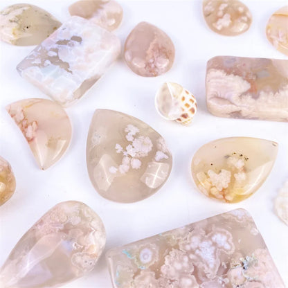 Natural Healing Crystals Gemstone DropShape Pendant Flower Agate  Necklace Jewellery for Women's Beauty Gift