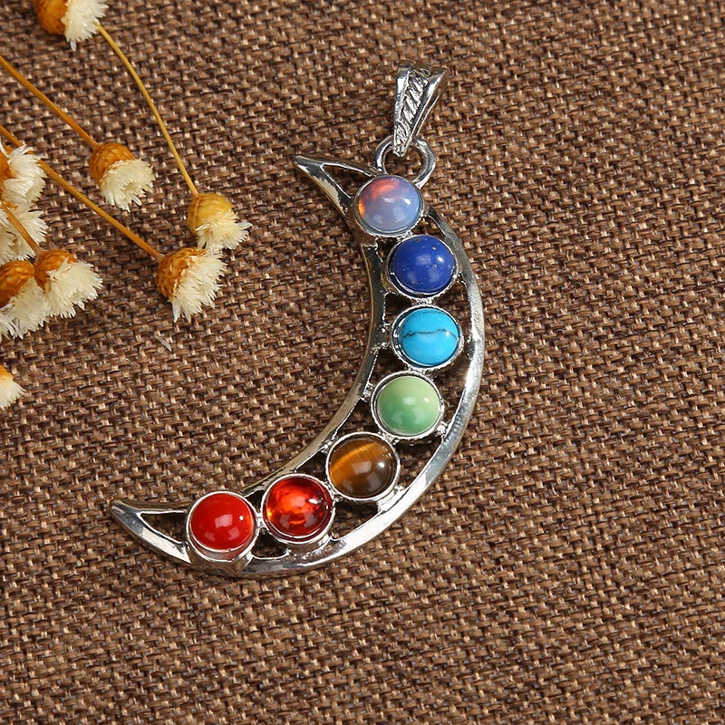 Jewellery Reiki 7 Chakra Stones Crystal Sterling Silver Healing Yoga Pendant Tree of Life Necklace for Women