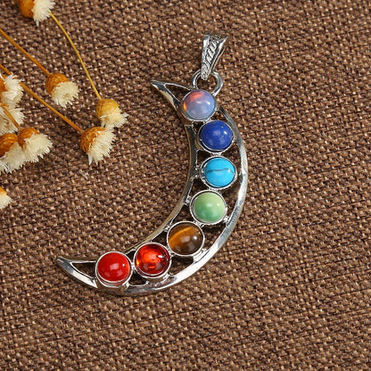 Jewellery Reiki 7 Chakra Stones Crystal Sterling Silver Healing Yoga Pendant Tree of Life Necklace for Women
