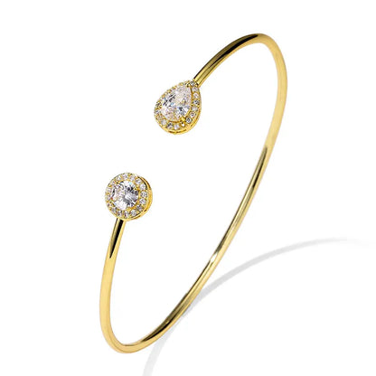 RAKOL BP2212 Fine Design Minimalist Colour Gemstone Zircon Dubai Bridal Adjustable Bangle Bracelets Jewellery Women