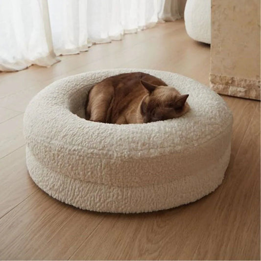 OEM and ODM Pet Round Plush Nest Bed for Cats & Dogs Thickened Warm Removable Washable Winter Use
