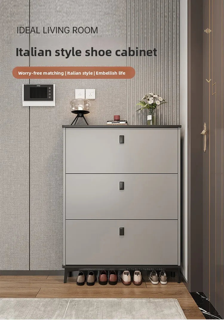 Ultra-Thin Entryway Shoe Cabinet with  Large Capacity Flip-Type Storage Luxury Home Furniture