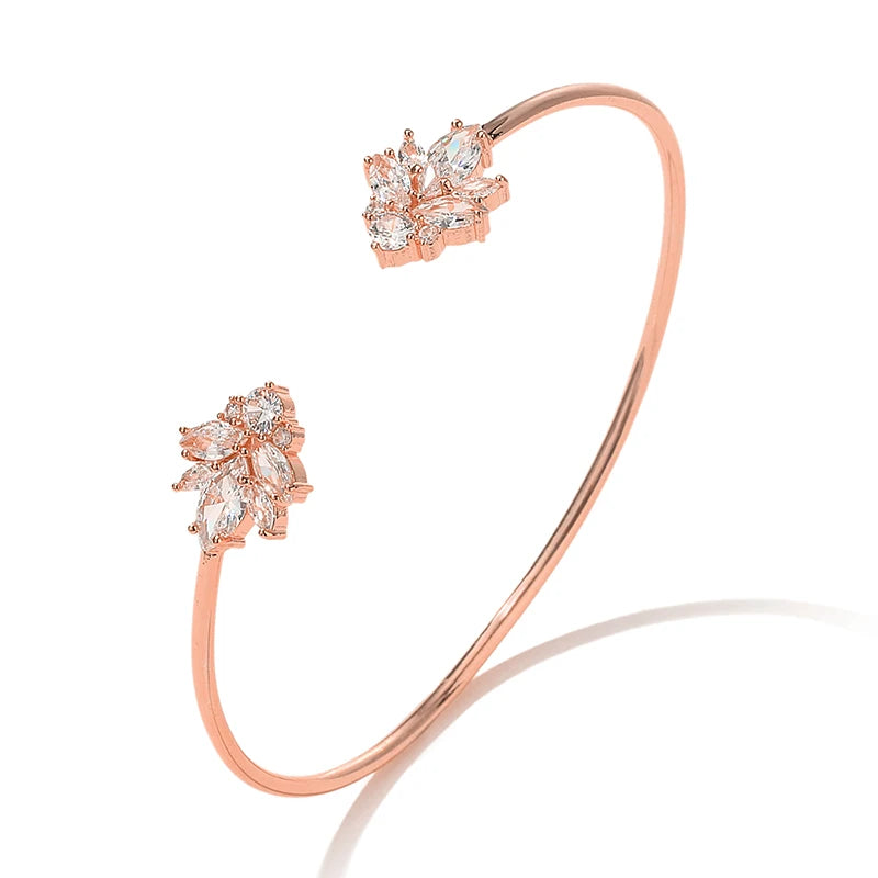 RAKOL BP2212 Fine Design Minimalist Colour Gemstone Zircon Dubai Bridal Adjustable Bangle Bracelets Jewellery Women