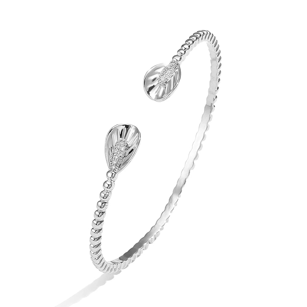 RAKOL BP2212 Fine Design Minimalist Colour Gemstone Zircon Dubai Bridal Adjustable Bangle Bracelets Jewellery Women