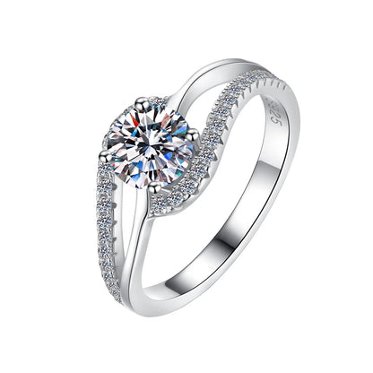 Fine Jewelry 18K White Gold Plated Charm Design VVs1 Moissanite Jewellery Wholesale Price 925 Sterling Silver Wedding Ring