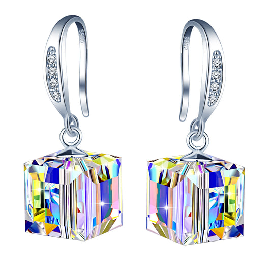 Sterling Silver 925 Premium Austrian Crystal Jewelry Dangle Drop Earrings for Women Destiny Jewellery