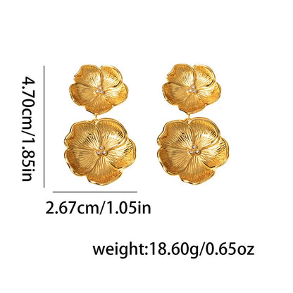 Stainless Steel Flower Drop Earrings for Women Trendy Earrings Hanging Accessories Fashion Jewellery