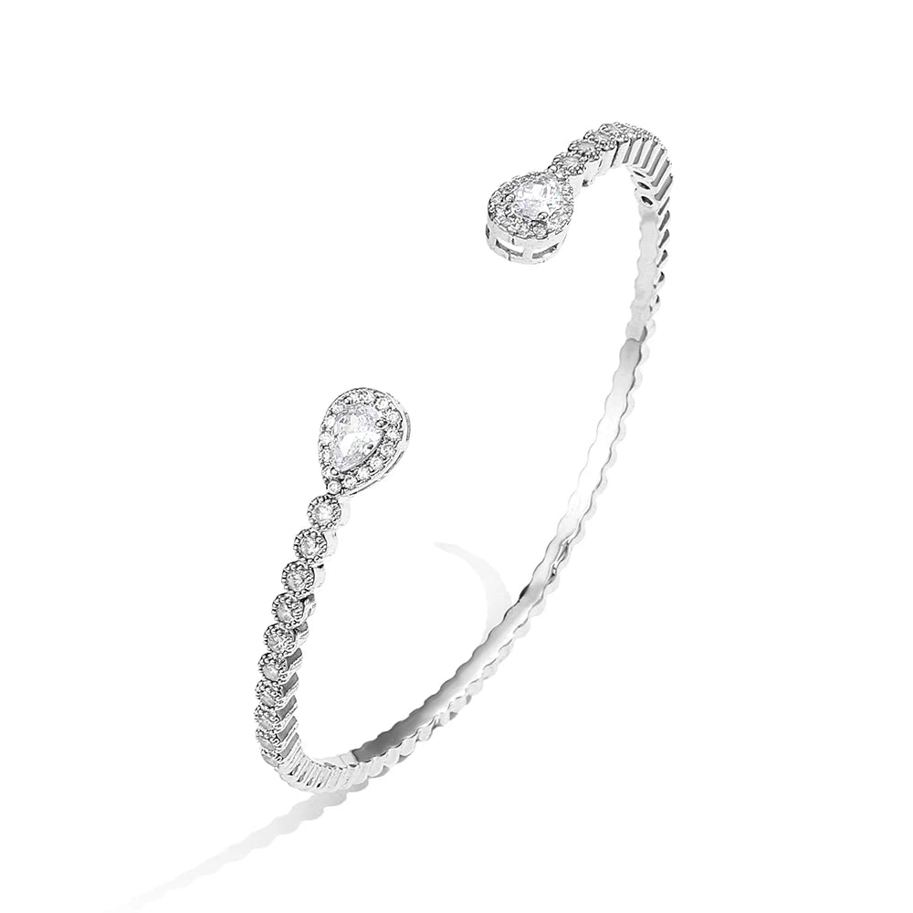 RAKOL BP2212 Fine Design Minimalist Colour Gemstone Zircon Dubai Bridal Adjustable Bangle Bracelets Jewellery Women