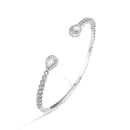 RAKOL BP2212 Fine Design Minimalist Colour Gemstone Zircon Dubai Bridal Adjustable Bangle Bracelets Jewellery Women