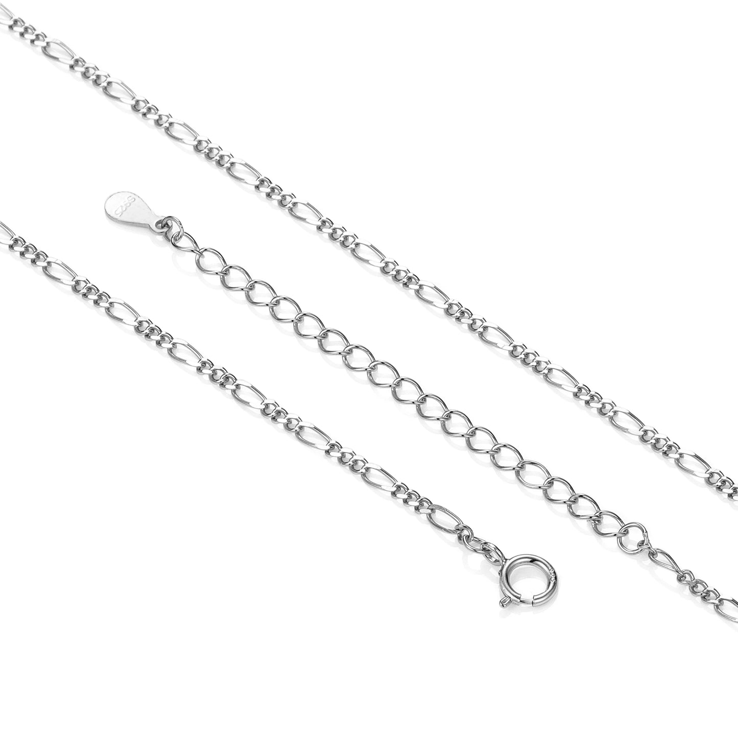 925 Sterling Silver Chain Necklace Thin Italy Link Figaro Snake Cable Rope Fine Jewellery Cadena De Plata 925 Roll Meters