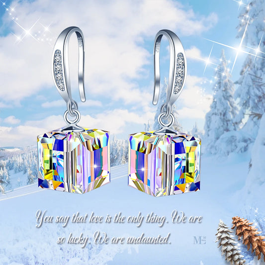 Sterling Silver 925 Premium Austrian Crystal Jewelry Dangle Drop Earrings for Women Destiny Jewellery