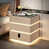 High-End Luxury Smart Bedside Table Modern Solid Wood Nightstand Wireless Charging Multifunctional Bedroom Furniture for Living