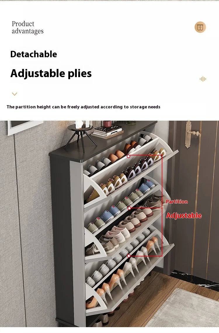 Ultra-Thin Entryway Shoe Cabinet with  Large Capacity Flip-Type Storage Luxury Home Furniture