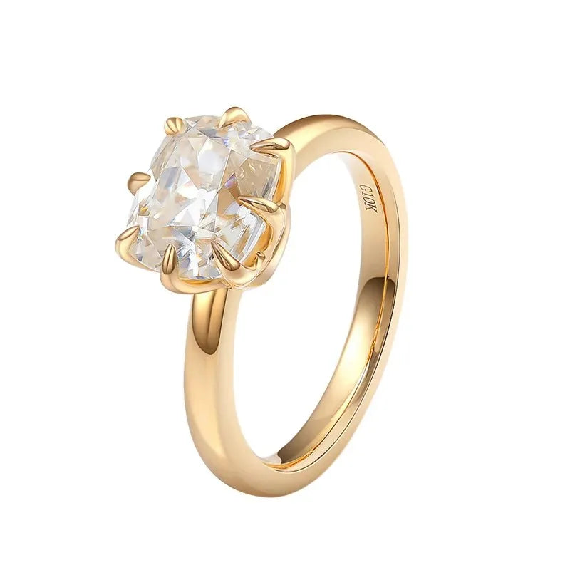 Luxury 14K Gold 2ct Cushion Cut Moissanite Diamond Engagement Ring 3Claws HollowFine Jewellery for Women's Party by Top Supplier