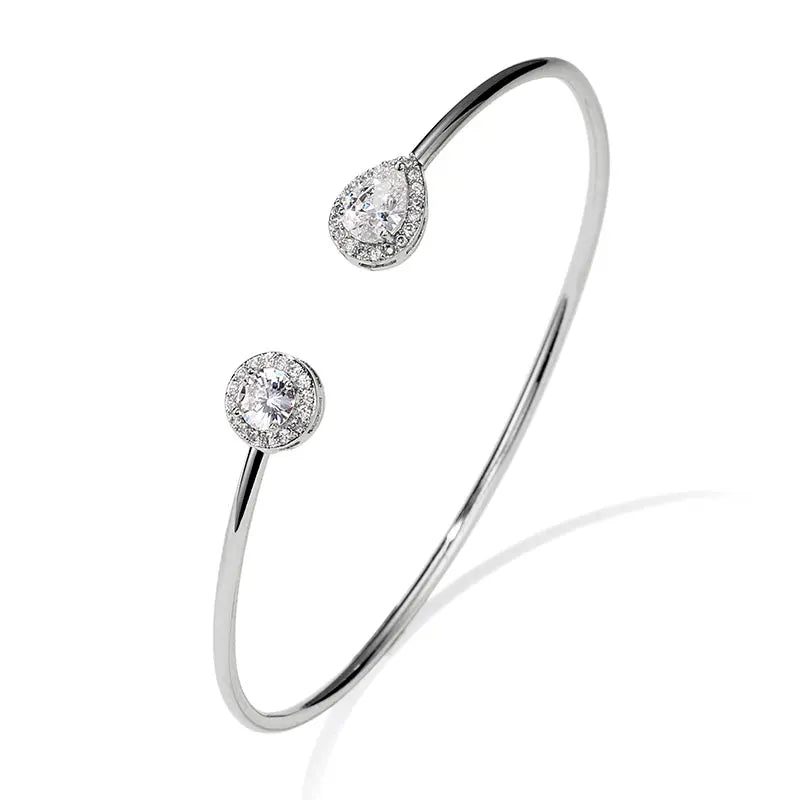 RAKOL BP2212 Fine Design Minimalist Colour Gemstone Zircon Dubai Bridal Adjustable Bangle Bracelets Jewellery Women