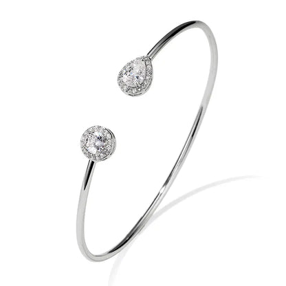 RAKOL BP2212 Fine Design Minimalist Colour Gemstone Zircon Dubai Bridal Adjustable Bangle Bracelets Jewellery Women