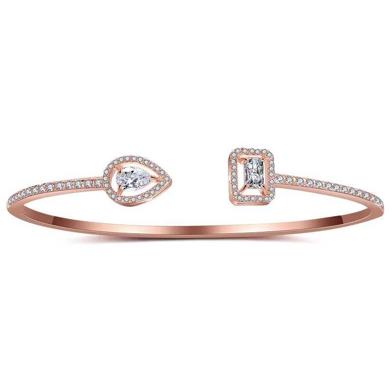 RAKOL BP2212 Fine Design Minimalist Colour Gemstone Zircon Dubai Bridal Adjustable Bangle Bracelets Jewellery Women