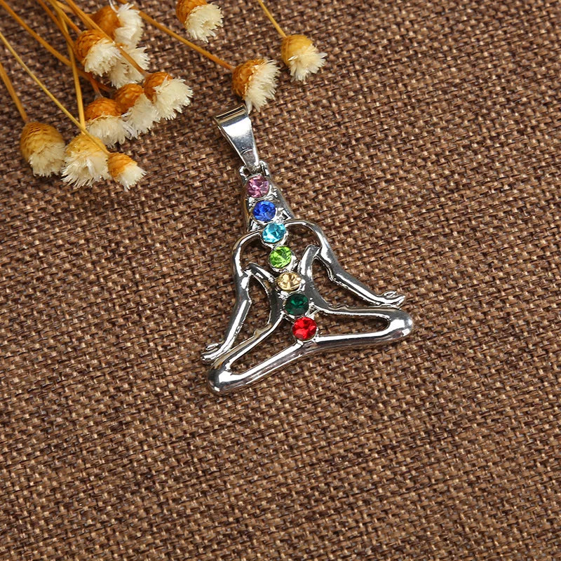 Jewellery Reiki 7 Chakra Stones Crystal Sterling Silver Healing Yoga Pendant Tree of Life Necklace for Women