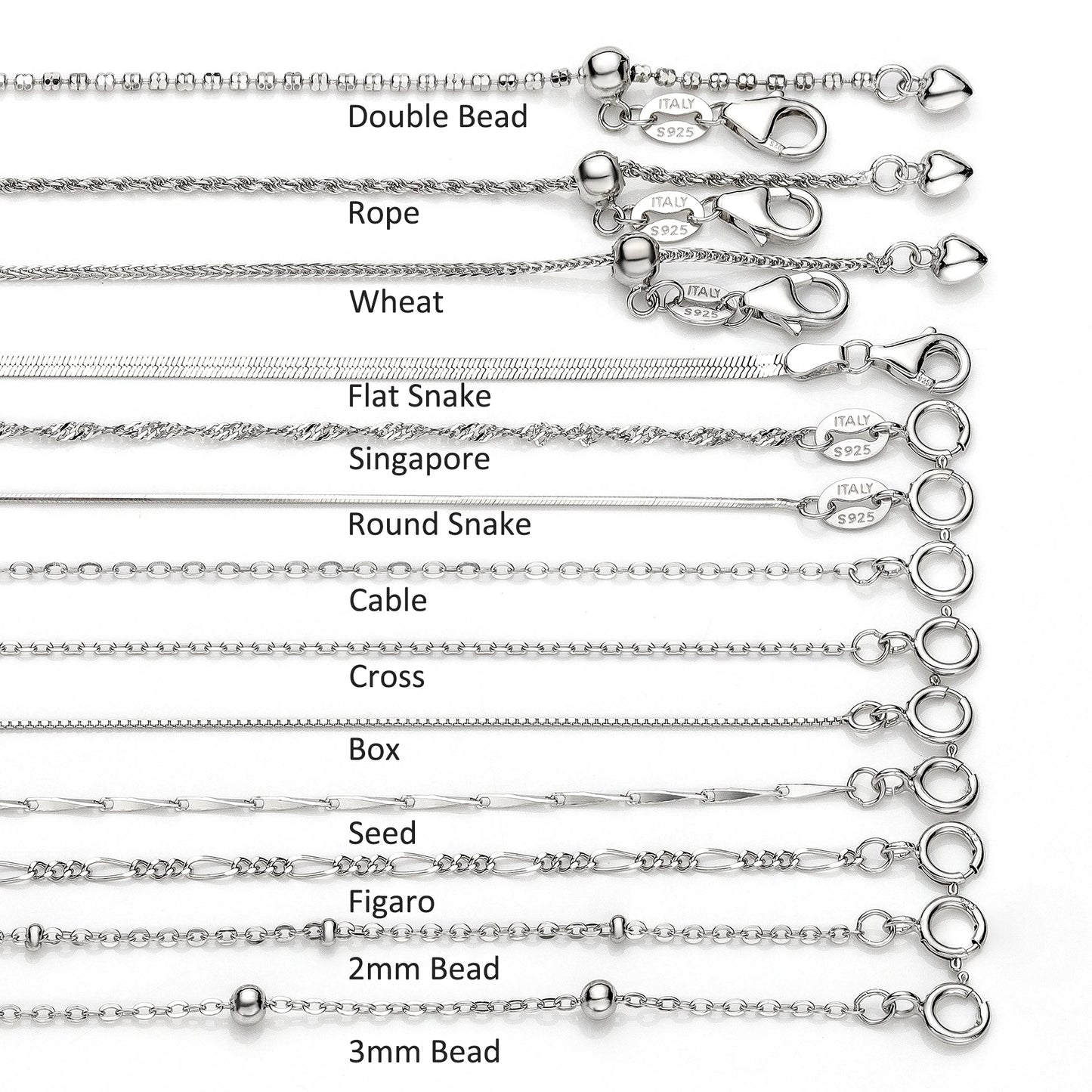 925 Sterling Silver Chain Necklace Thin Italy Link Figaro Snake Cable Rope Fine Jewellery Cadena De Plata 925 Roll Meters
