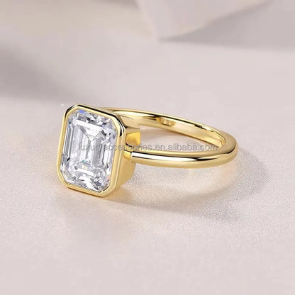 Luxury 14K Gold 2ct Cushion Cut Moissanite Diamond Engagement Ring 3Claws HollowFine Jewellery for Women's Party by Top Supplier