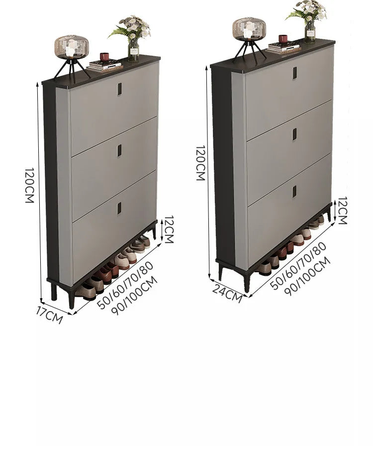 Ultra-Thin Entryway Shoe Cabinet with  Large Capacity Flip-Type Storage Luxury Home Furniture