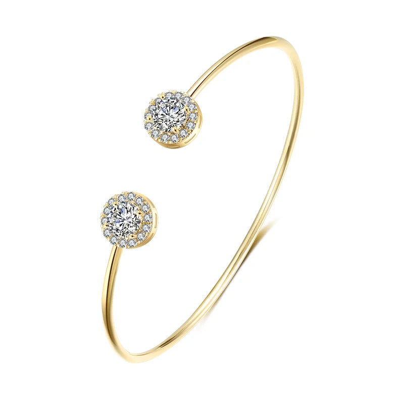 RAKOL BP2212 Fine Design Minimalist Colour Gemstone Zircon Dubai Bridal Adjustable Bangle Bracelets Jewellery Women