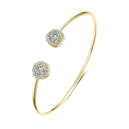RAKOL BP2212 Fine Design Minimalist Colour Gemstone Zircon Dubai Bridal Adjustable Bangle Bracelets Jewellery Women