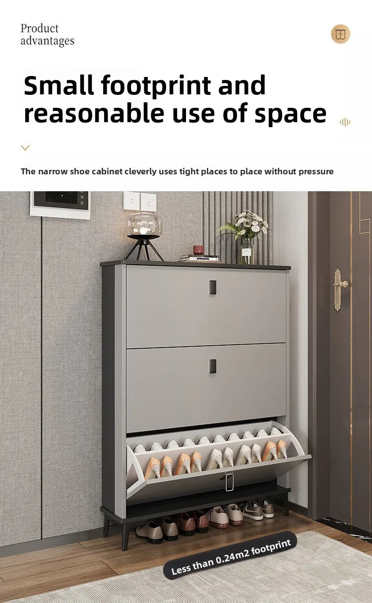 Ultra-Thin Entryway Shoe Cabinet with  Large Capacity Flip-Type Storage Luxury Home Furniture