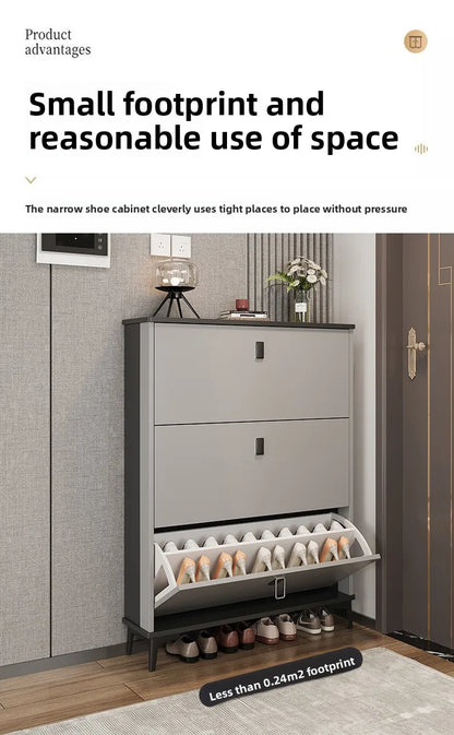 Ultra-Thin Entryway Shoe Cabinet with  Large Capacity Flip-Type Storage Luxury Home Furniture
