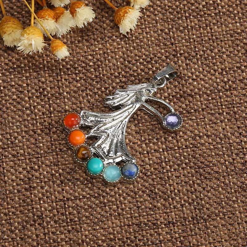 Jewellery Reiki 7 Chakra Stones Crystal Sterling Silver Healing Yoga Pendant Tree of Life Necklace for Women