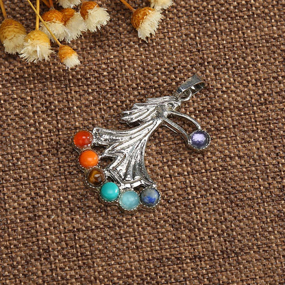 Jewellery Reiki 7 Chakra Stones Crystal Sterling Silver Healing Yoga Pendant Tree of Life Necklace for Women