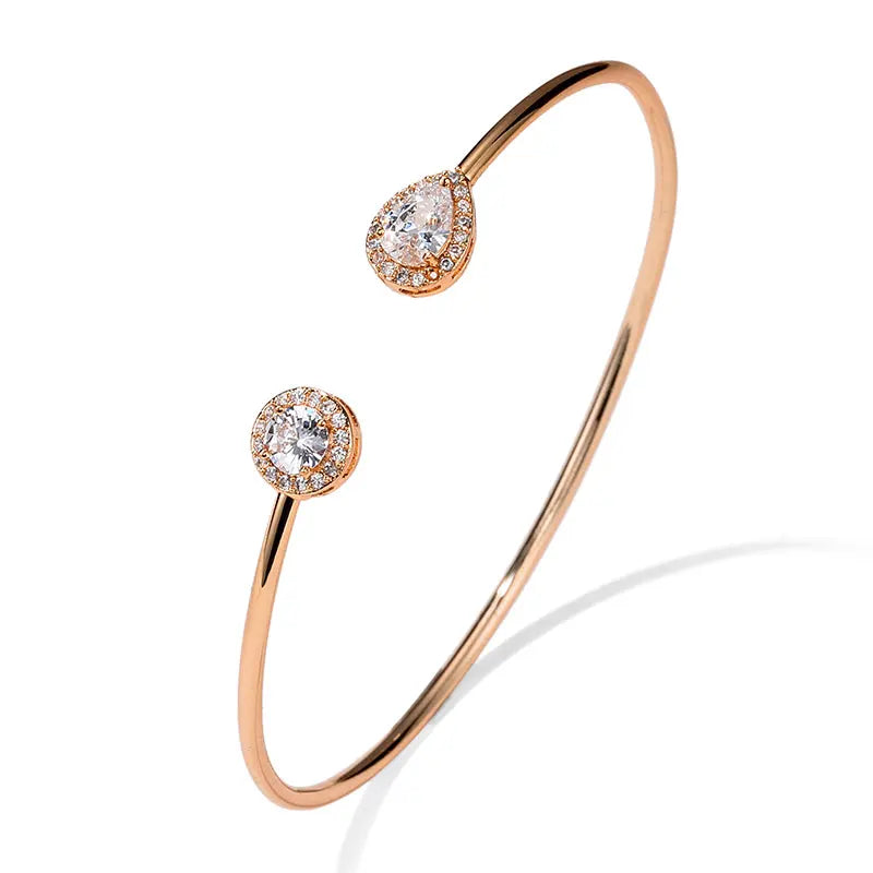 RAKOL BP2212 Fine Design Minimalist Colour Gemstone Zircon Dubai Bridal Adjustable Bangle Bracelets Jewellery Women