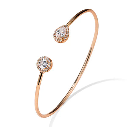 RAKOL BP2212 Fine Design Minimalist Colour Gemstone Zircon Dubai Bridal Adjustable Bangle Bracelets Jewellery Women