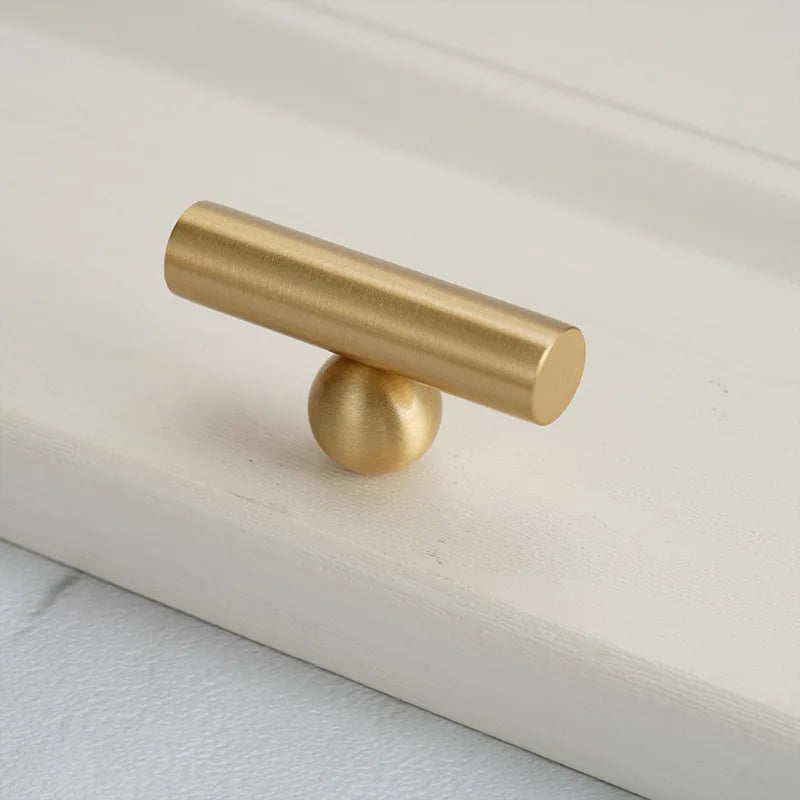Solid Brass Elegant Modern Bar Pull, Solid Brass Single Hole Handle for Flush Mount on Cabinet and Furniture