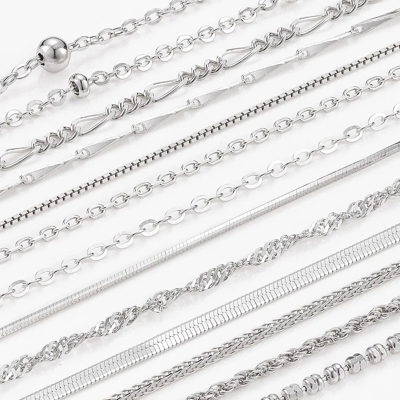 925 Sterling Silver Chain Necklace Thin Italy Link Figaro Snake Cable Rope Fine Jewellery Cadena De Plata 925 Roll Meters