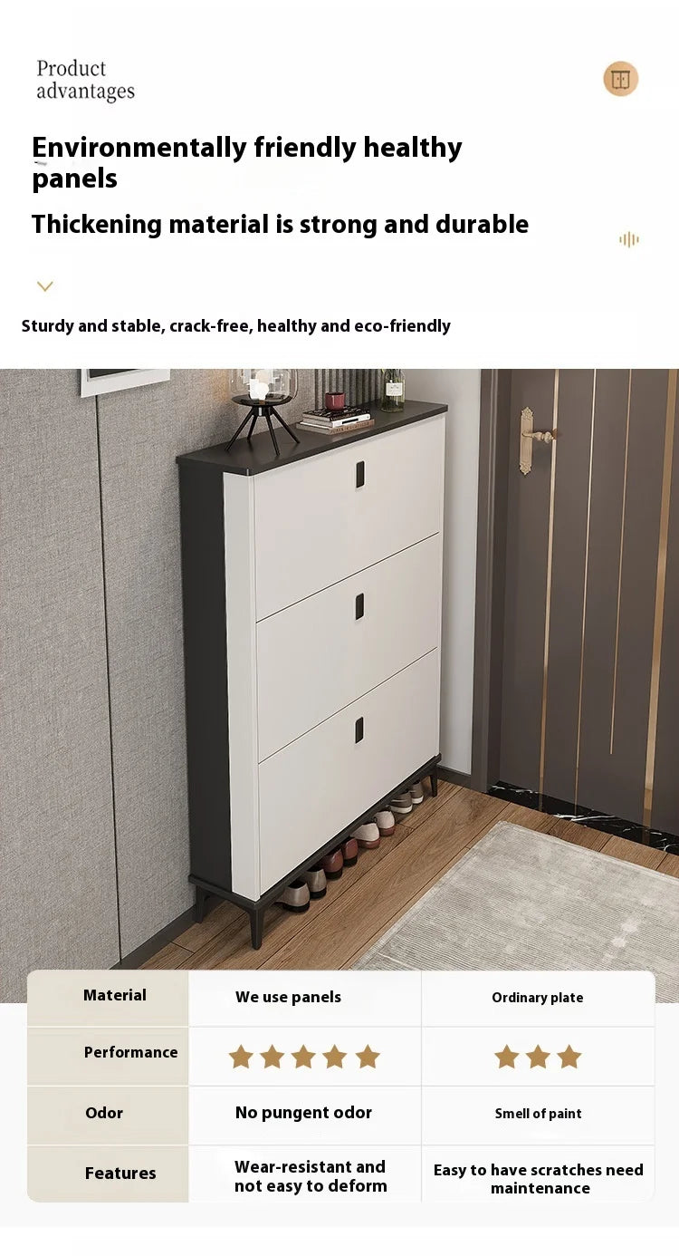 Ultra-Thin Entryway Shoe Cabinet with  Large Capacity Flip-Type Storage Luxury Home Furniture