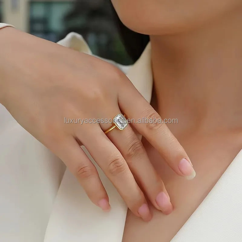 Luxury 14K Gold 2ct Cushion Cut Moissanite Diamond Engagement Ring 3Claws HollowFine Jewellery for Women's Party by Top Supplier